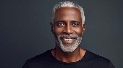 portrait of  handsome black man with grey hair, ai generated - obrazy, fototapety, plakaty