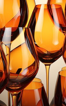 Various glasses. Abstract design with glassware of various shapes for wine tasting and drinking