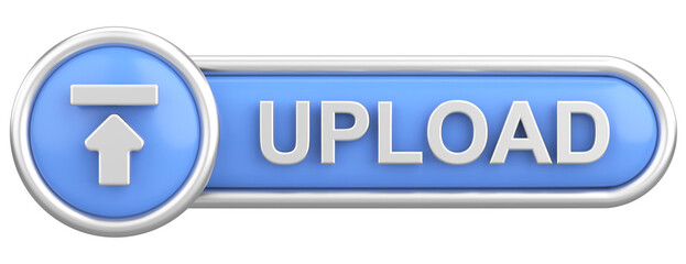 3D upload button. 3D illustration.