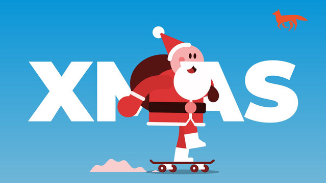 Santa Skating Intro Text and Logo Reveal