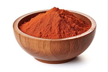 Dried Tomato Powder Seasoning in Wooden Bowl on White Background - Top View Image