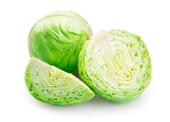 Fresh cabbage for cooking isolated on white background