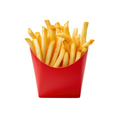 French fries or fried potatoes in a red carton box