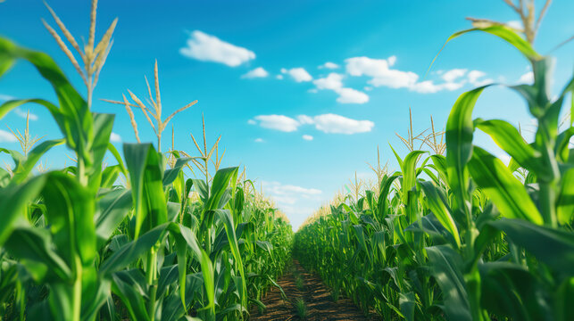 A Beautiful Corn field, wide view of corn field, Agricultural field background Art images that express the beauty and purity of nature.