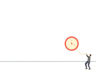 Vector illustration of people are pulling clock hands, hold the time, precious time, one line art design for presentation