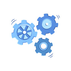 Cog gear in cartoon style, vector illustration. Hand drawn cogwheel icon, isolated element on a white background. Mechanism graphic symbol for print and design. Concept teamwork, business and idea