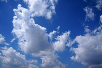 Blue sky with white clouds. Background sky gradient 