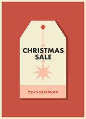 a poster about the Christmas sale in the form of a gift tag