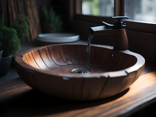 Obraz premium Bathroom modern wooden sink