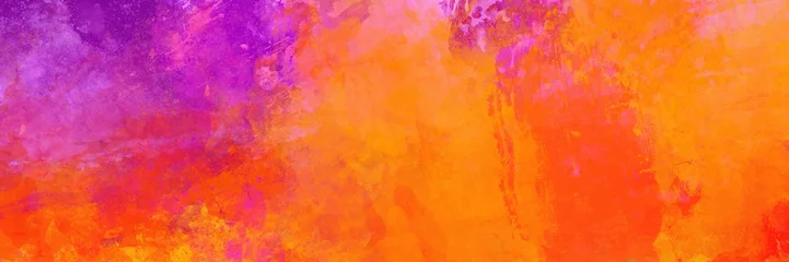 Foto op Canvas Hot colorful purple orange and red background, cloudy mottled texture, painted watercolor blobs, website banner, vibrant dramatic painted design © Arlenta Apostrophe