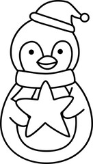 Christmas penguin outline
