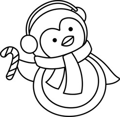 Christmas penguin outline