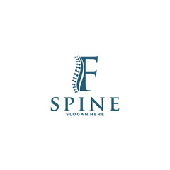 Naklejka premium initial Letter F and spine logo vector, Chiropractic Logo design icon template