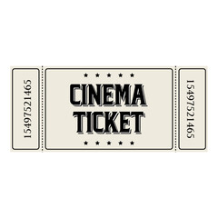 Retro cinema vector ticket on white background. Vector illustration.