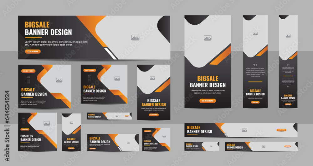 Wall mural web banner design template set, horizontal header web banner, modern multicolor cover header backgro