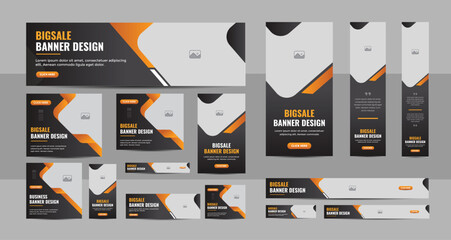 Web banner design template Set, Horizontal header web banner, Modern multicolor cover header background for website design, Social Media Cover ads banner, sale web banner