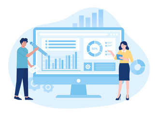 People present jobs about the growth of the company concept flat illustration