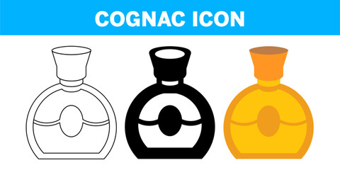VECTOR COGNAC ICON IN STROKE AND FILL AND COLOR VERSION