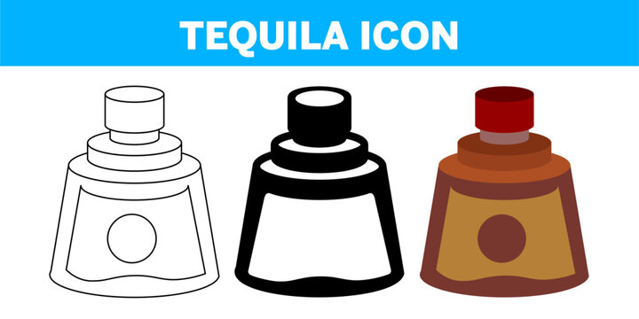 VECTOR TEQUILA ICON IN STROKE AND FILL AND COLOR VERSION