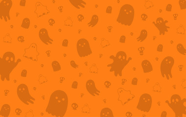 Halloween cute ghost pattern wallpaper vector illustration
