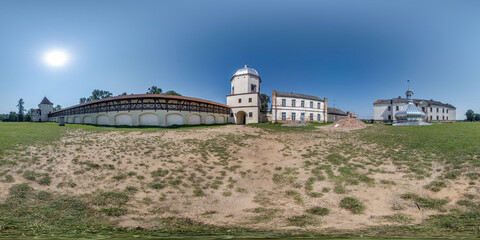 seamless spherical 360 hdri panorama overlooking restoration of the historic castle or palace in...