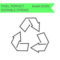 Recycling sign. ecology icons .Editable Stroke. 64x64 Pixel Perfect.