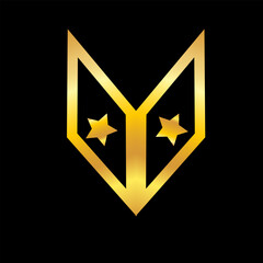 A polygon flag design with golden star 