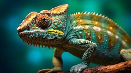 Chameleon Lizard on a Sunlit Branch generated by AI
