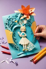 Elegantly designed Kirigami card opens to a heartfelt message for your teacher. A thoughtful and artistic way to say thank you.