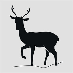 Large and small geaBlack silhouette of a deer. Vector on gray background.rs. Vector on a gray background.
