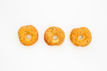 Fresh baked bagels - food pattern. Healthy breakfast concept