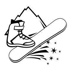 Emblem with snowboarding symbols. Winter sport label or emblem.