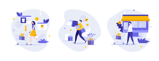 Fototapeta premium Set of business characters vector illustration