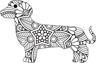 Animal Mandala with Flower, vector illustration.