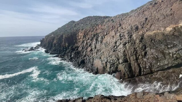 Cliff over the Pacific Ocean at the bufadora in the town of Ensenada, Mexico's Baja California. It is a beautiful place with its maritime landscapes.