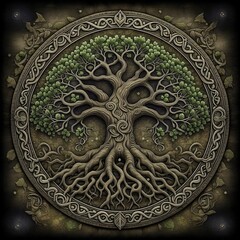 Yggdrasil illustration, in Scandinavian mythology there is a “Tree of Light”.