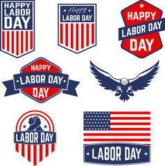 Set of Labor Day vector greeting card ,badge and labels. Design element in vector.