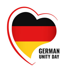 Vector Illustration of German Unity Day. National flag in heart shaped
