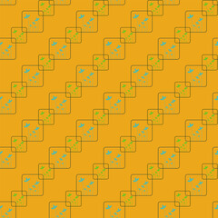 Seamless vintage geometric pattern. Blue and green flowers. Vector texture. fashionable print for textiles, wallpaper and packaging.