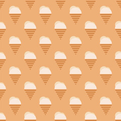 Seamless geometric pattern with ice cream on pink background. Vector print for fabric background, textile