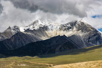 Dark Clouds HImalayan Mountains and Road to Korala Border between Tibet China and Upper Mustang, Nepal