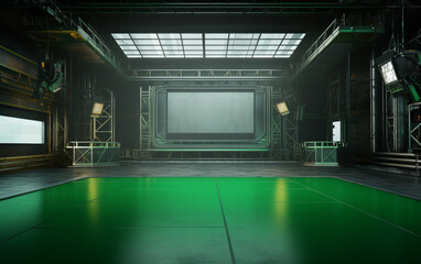 Industrial TV show backdrop. Ideal for virtual tracking system sets. 3D rendering