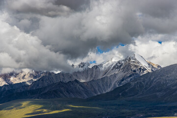Dark Clouds HImalayan Mountains and Road to Korala Border between Tibet China and Upper Mustang, Nepal