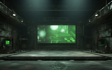 Industrial TV show backdrop. Ideal for virtual tracking system sets. 3D rendering 