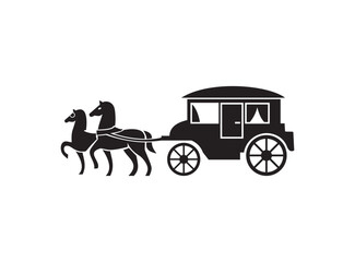 horse-drawn carriage icon vector, useful for brand and logo designs