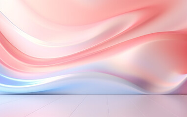Light glossy surface with copyspace on abstract light wall backdrop. 3D rendering, mock up