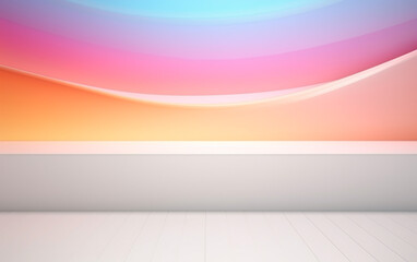 Light glossy surface with copyspace on abstract light wall backdrop. 3D rendering, mock up