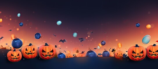 halloween party banner with pumpkins and colorful confetti Generative AI