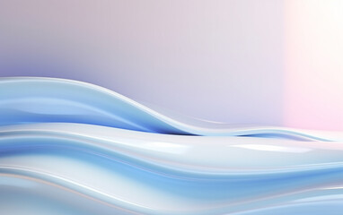 Fototapeta premium Light glossy surface with copyspace on abstract light wall backdrop. 3D rendering, mock up