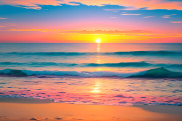 Fototapeta na wymiar Beautiful Sunset in Hawaii. Generative AI.